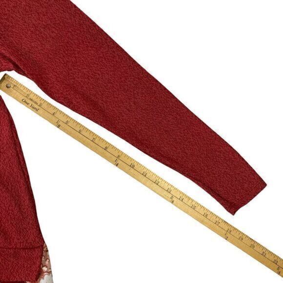 Zac & Rachel Sweater Womens Size Small Red Knit Floral Layered Tunic Sweater - Picture 13 of 15